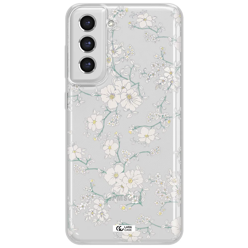 White Flower Samsung S21 Fe Clear Tpu Case