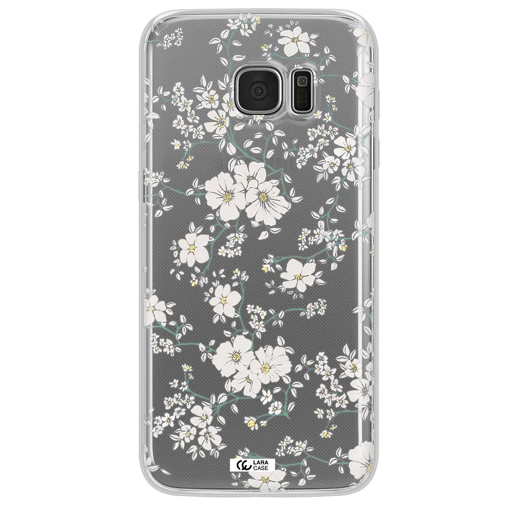 White Flower Samsung S7 Edge Clear TPU Case