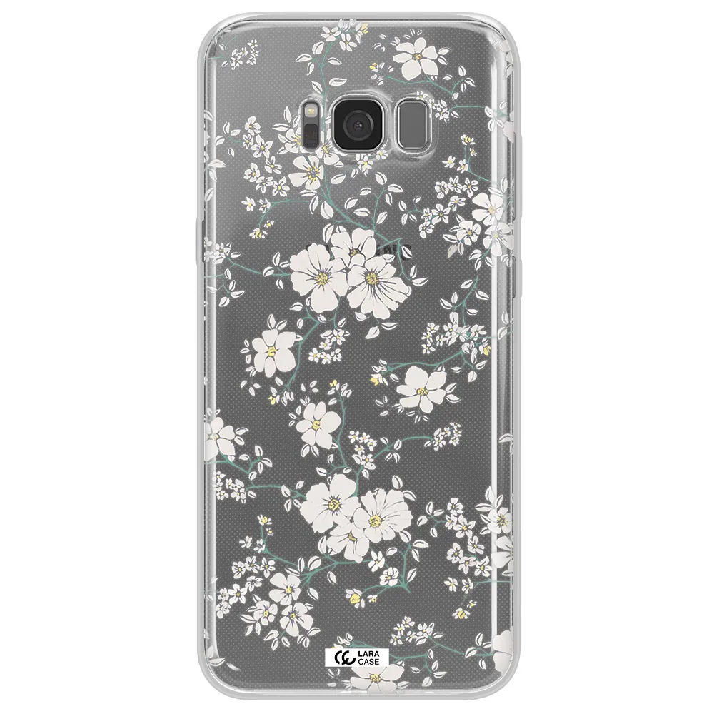 White Flower Samsung S8 Plus Clear TPU Case