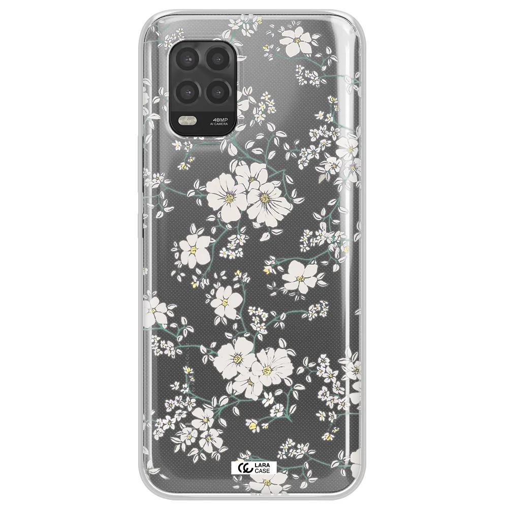White Flower Xiaomi Mi 10 Lite Clear TPU Case