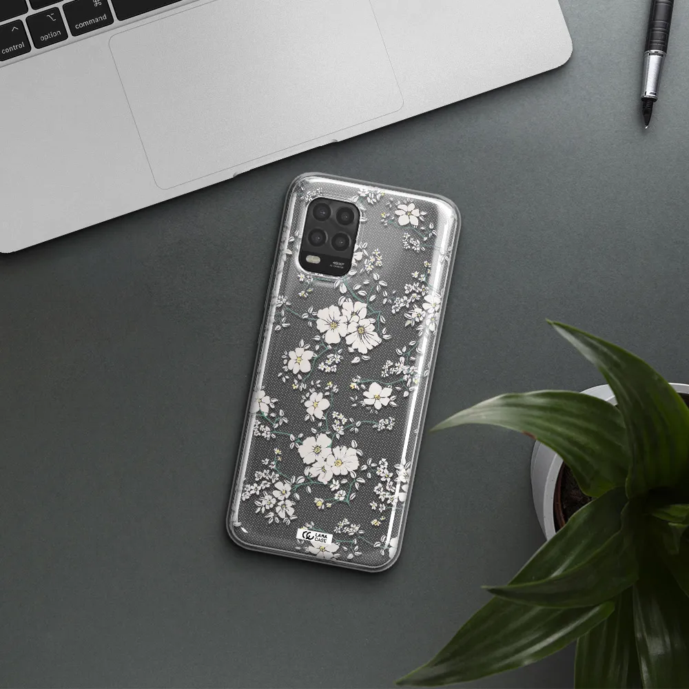 White Flower Xiaomi Mi 10 Lite Clear TPU Case