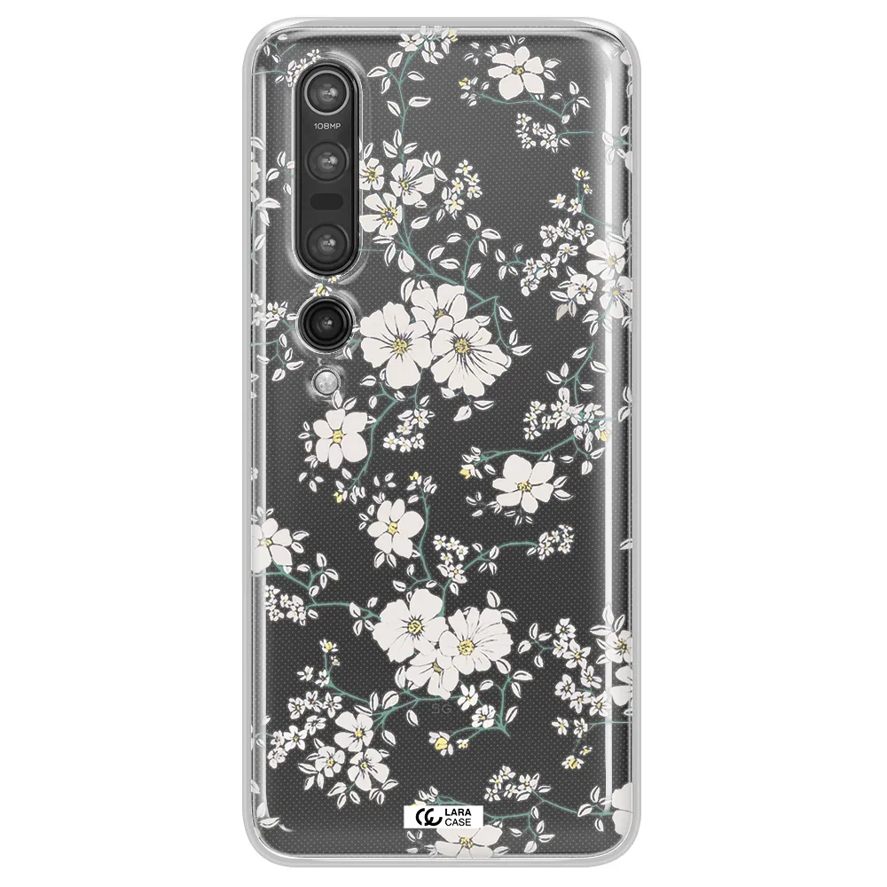 White Flower Xiaomi Mi 10 Pro Clear TPU Case