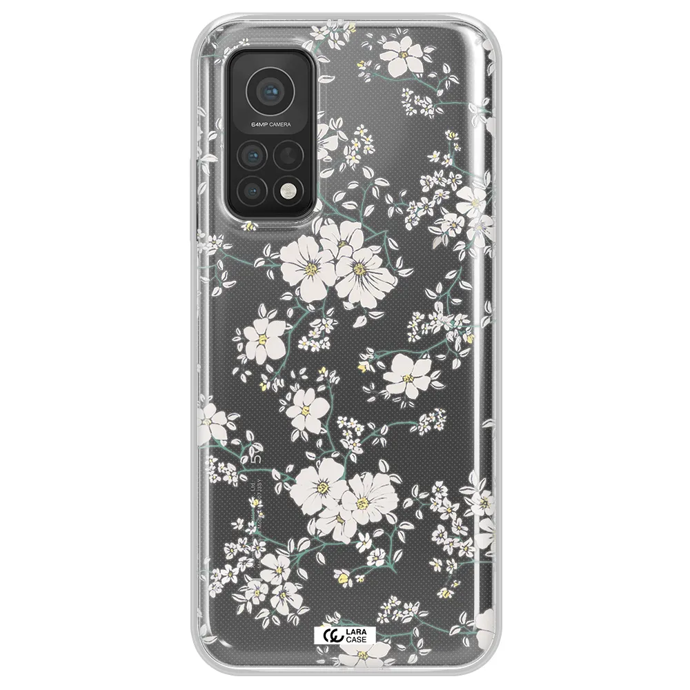White Flower Xiaomi Mi 10T Clear TPU Case