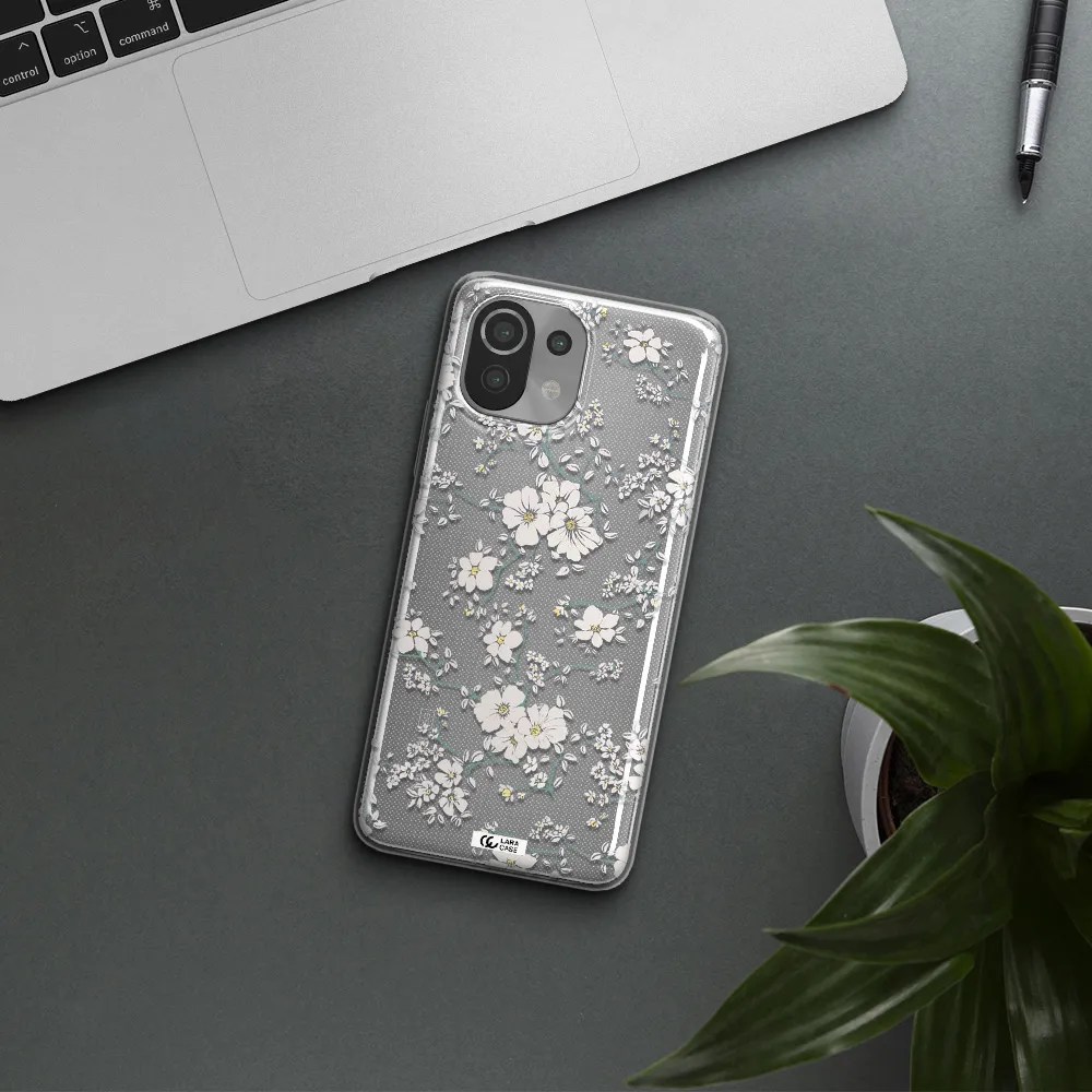 White Flower Xiaomi Mi 11 Lite Clear TPU Case