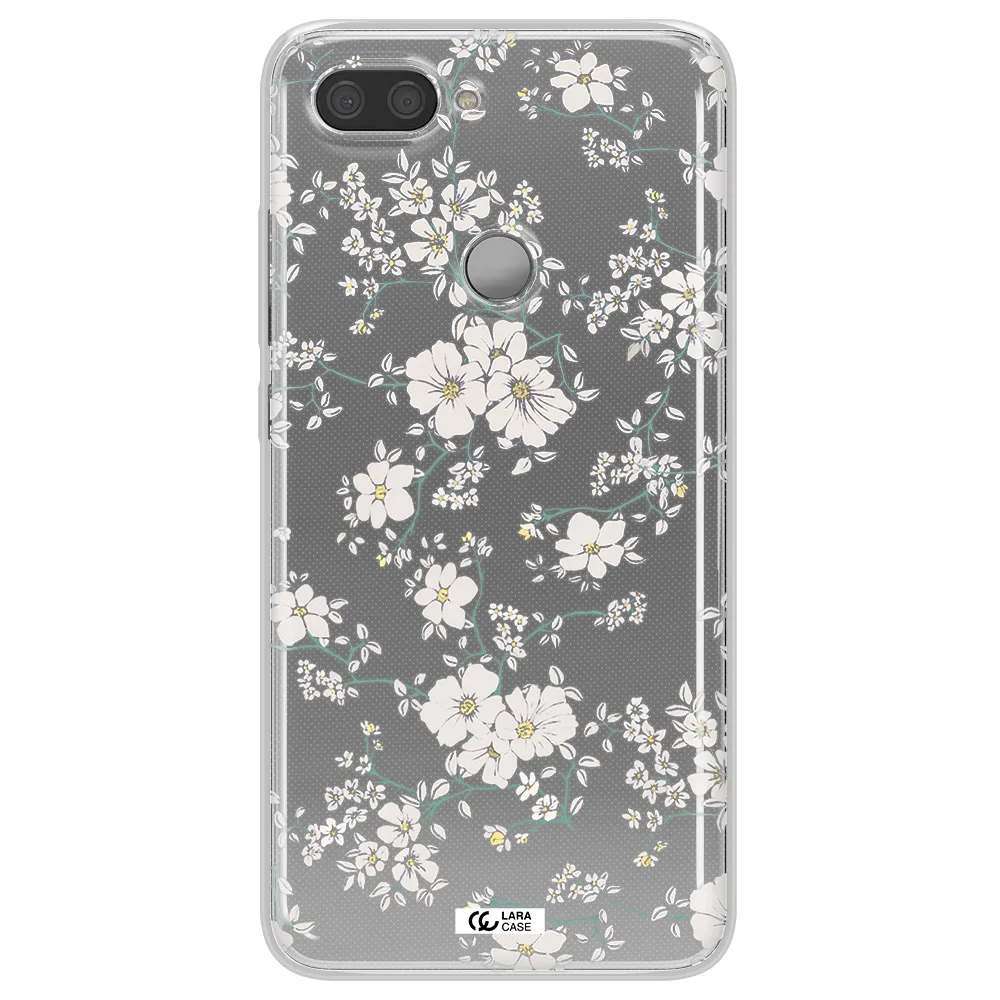 White Flower Xiaomi Mi 8 Lite Clear TPU Case