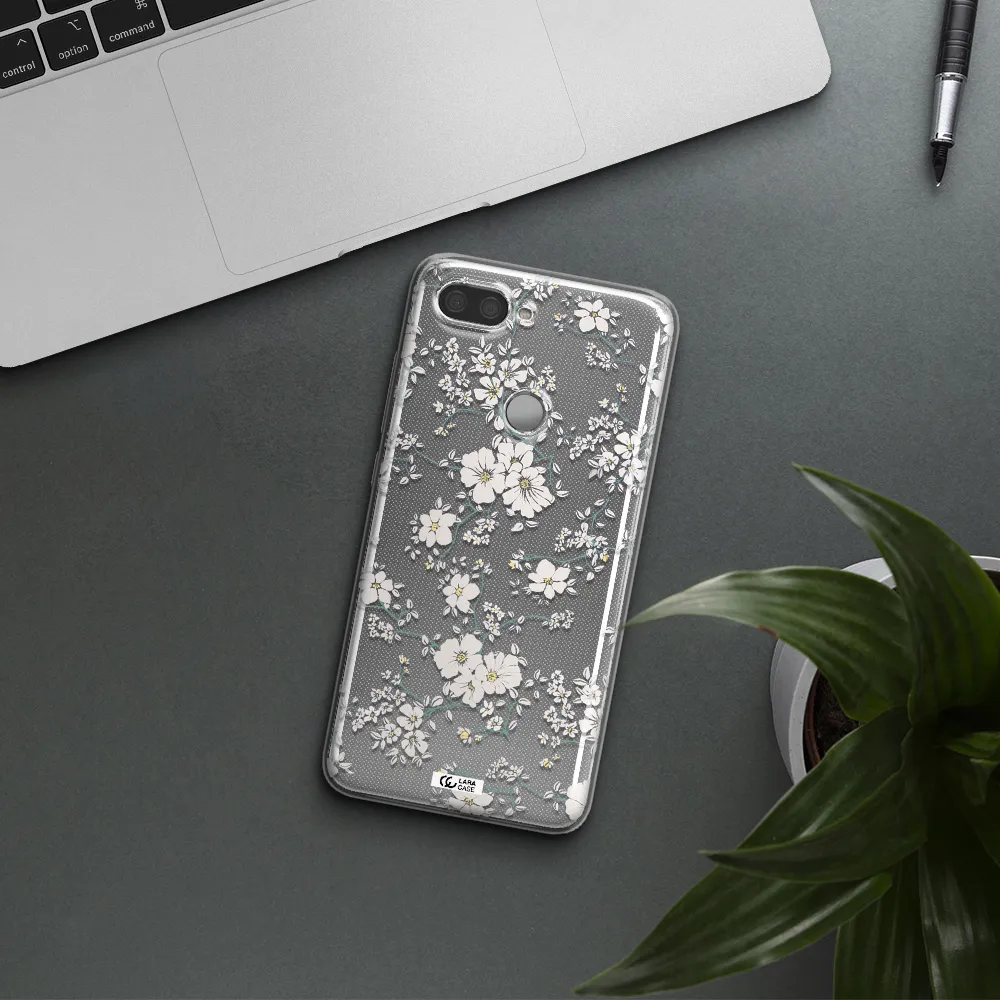 White Flower Xiaomi Mi 8 Lite Clear TPU Case