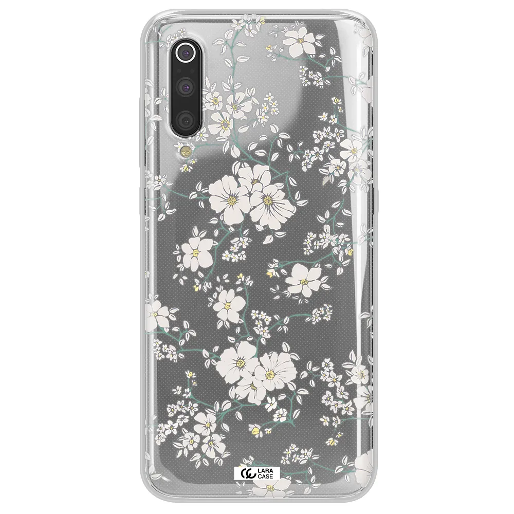 White Flower Xiaomi Mi 9 Clear TPU Case