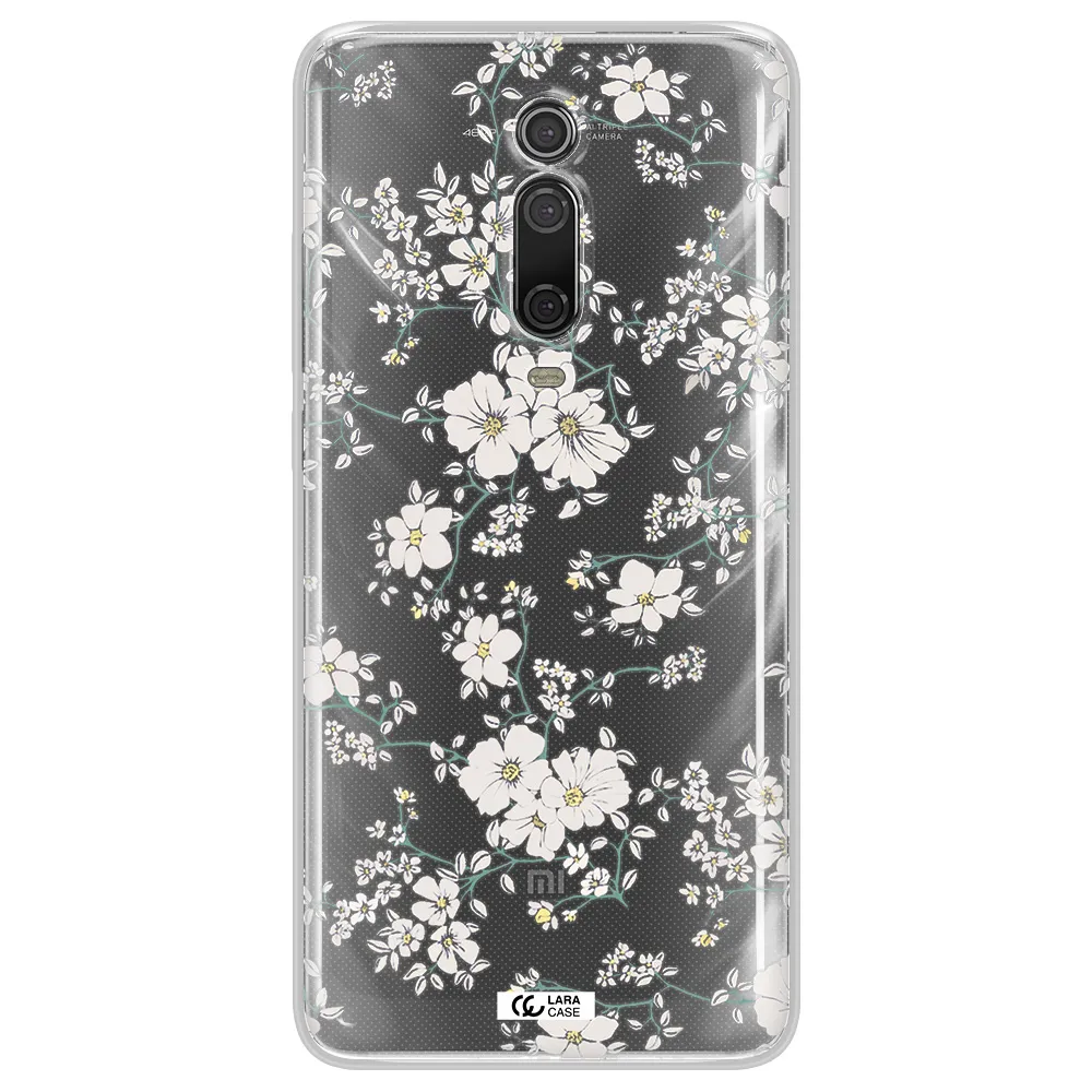 White Flower Xiaomi Mi 9T Clear TPU Case