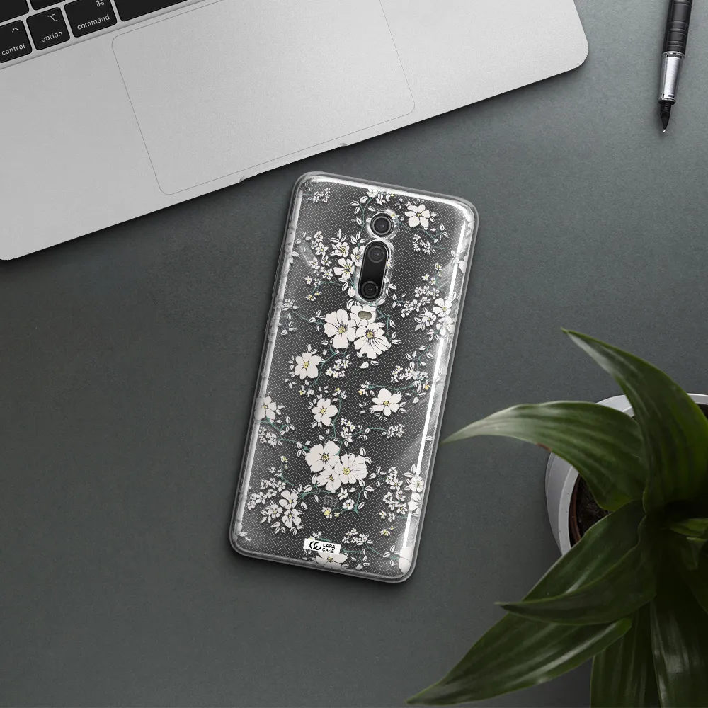 White Flower Xiaomi Mi 9T Clear TPU Case