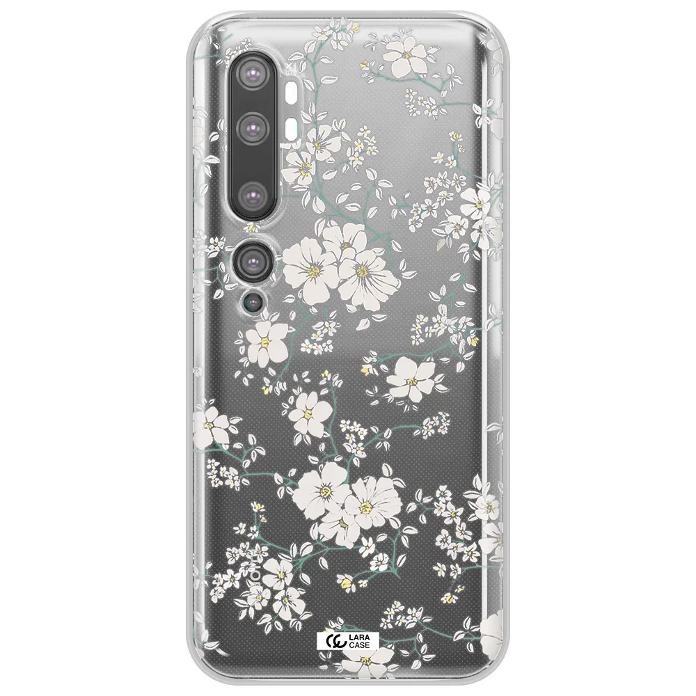 White Flower Xiaomi Mi Note 10 Clear TPU Case