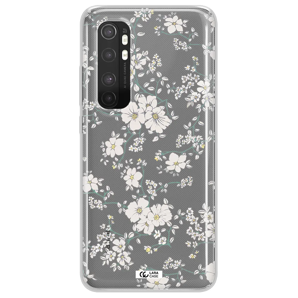 White Flower Xiaomi Mi Note 10 Lite Clear TPU Case