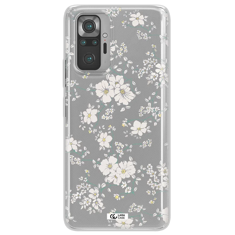 White Flower Xiaomi Note 10 Pro Clear TPU Case