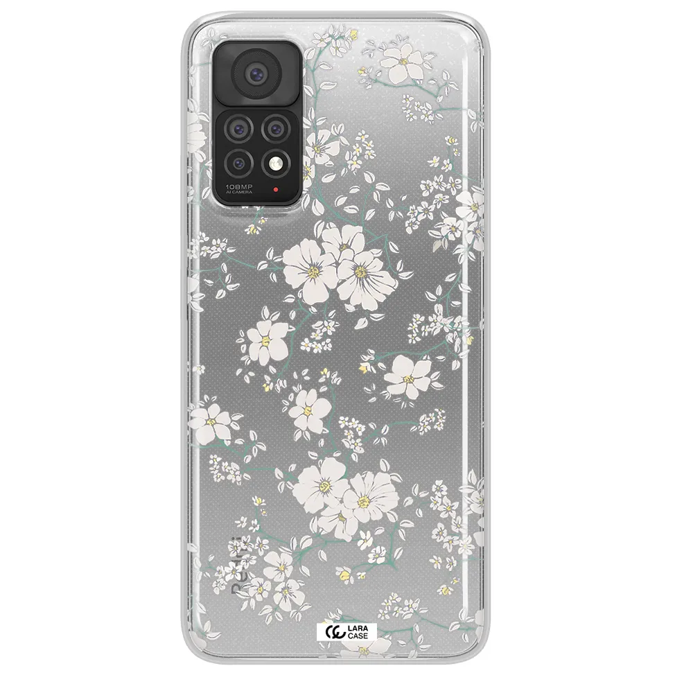 White Flower Xiaomi Note 11 Pro Clear TPU Case