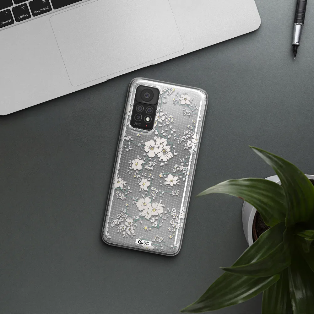 White Flower Xiaomi Note 11 Pro Clear TPU Case