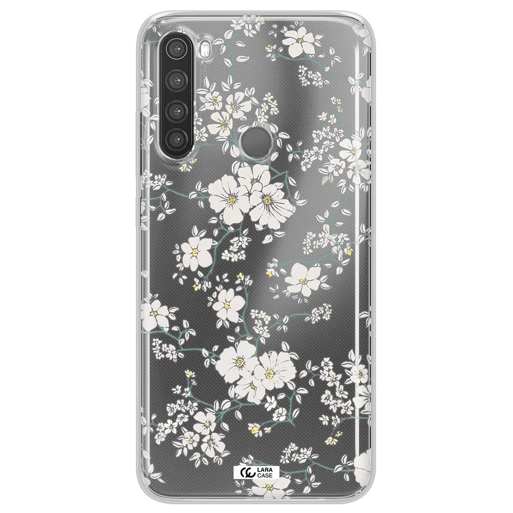 White Flower Xiaomi Note 8 Clear TPU Case