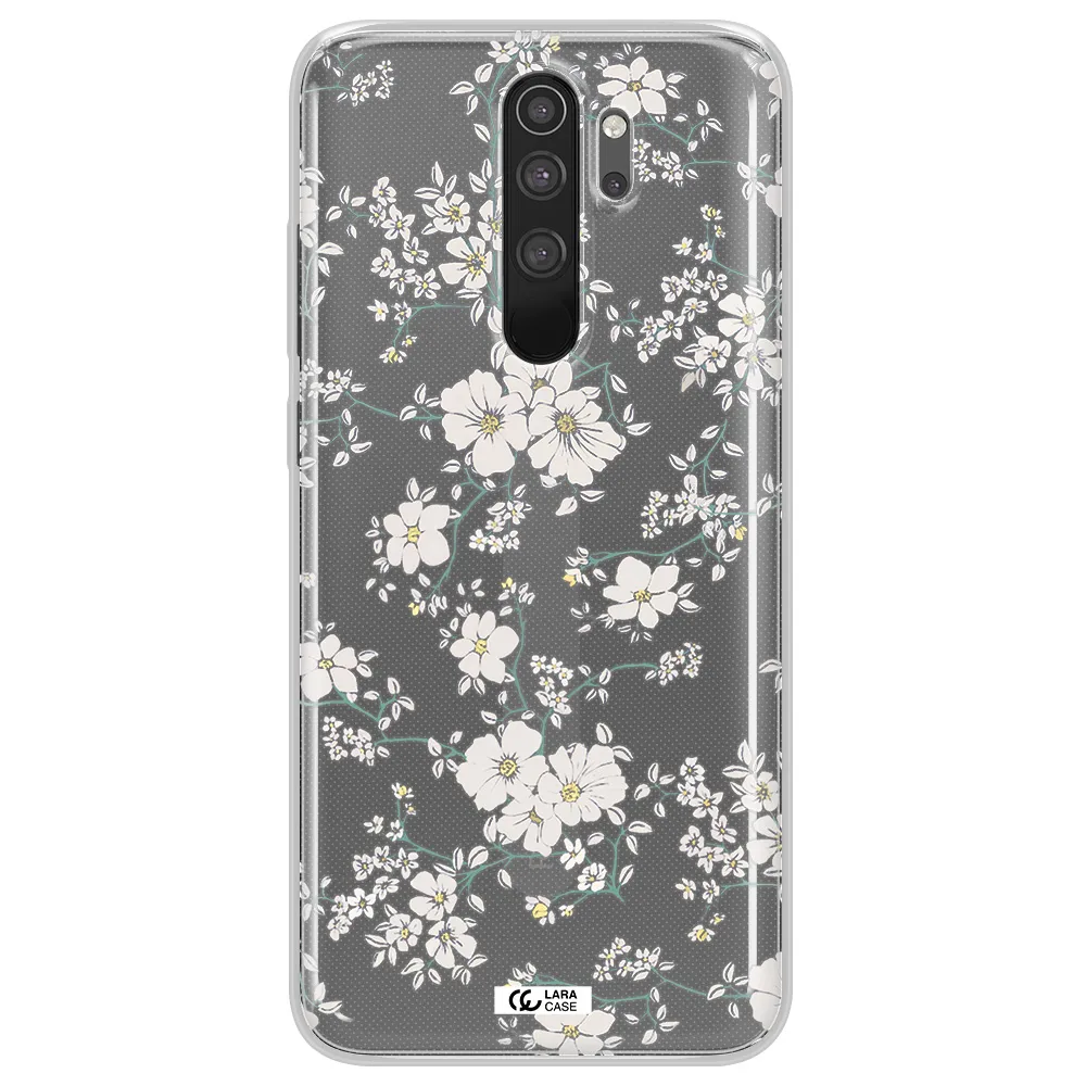 White Flower Xiaomi Note 8 Pro Clear TPU Case