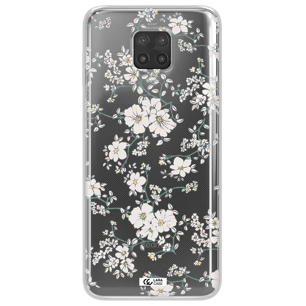 White Flower Xiaomi Note 9 Pro Clear TPU Case