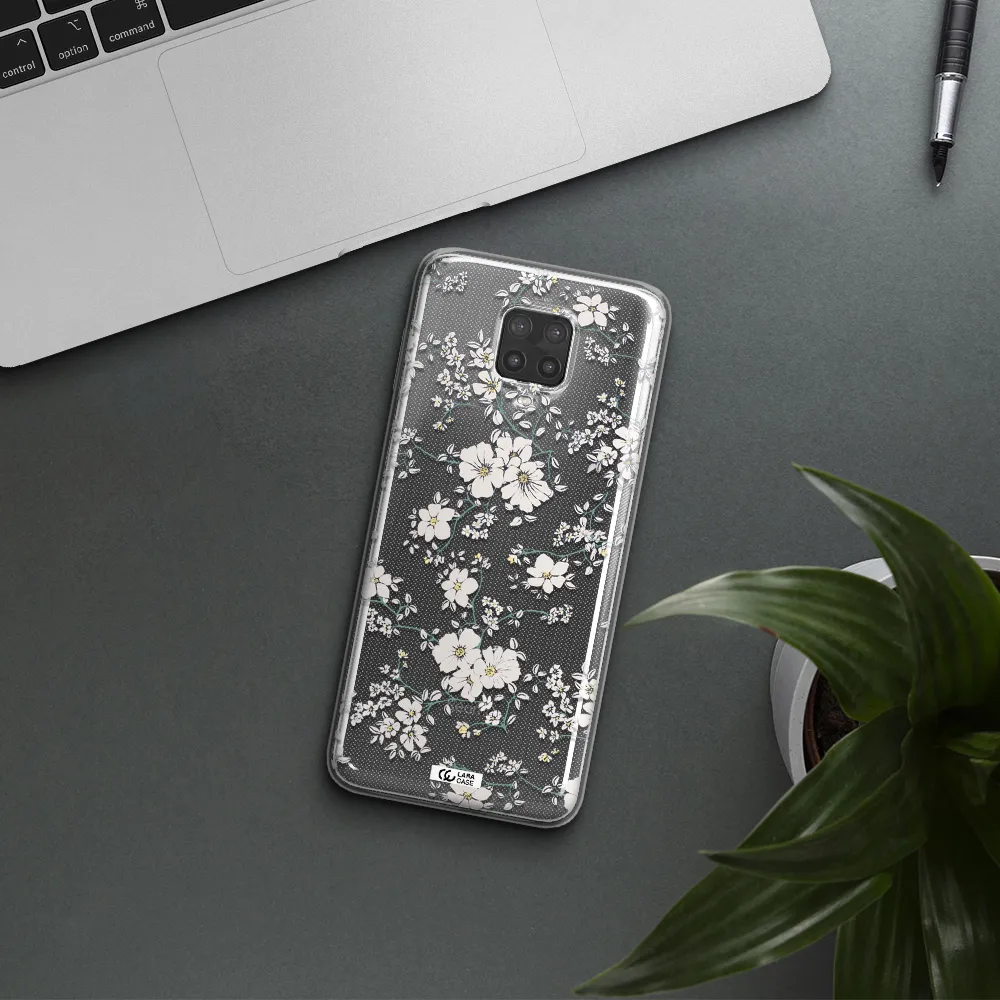 White Flower Xiaomi Note 9 Pro Clear TPU Case