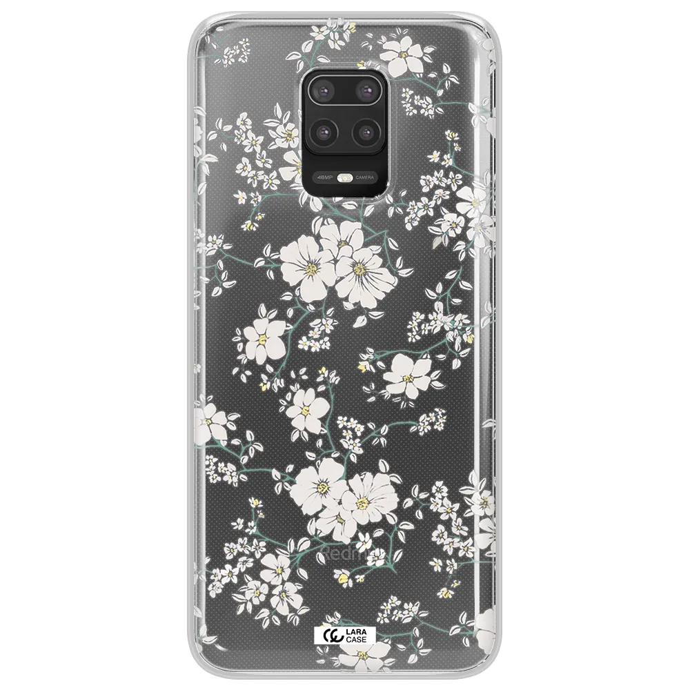 White Flower Xiaomi Note 9S Clear TPU Case