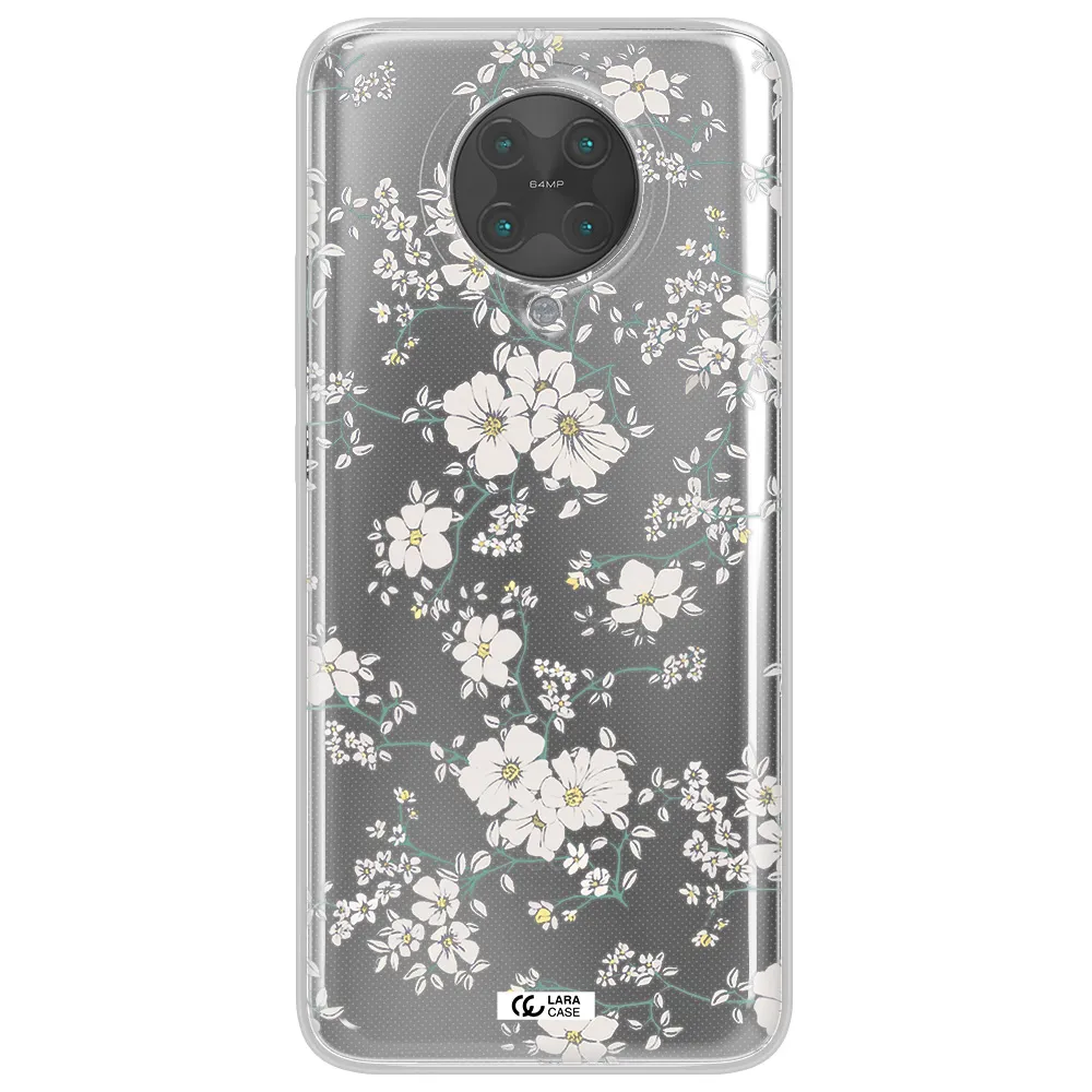 White Flower Xiaomi Poco F2 Pro Clear TPU Case
