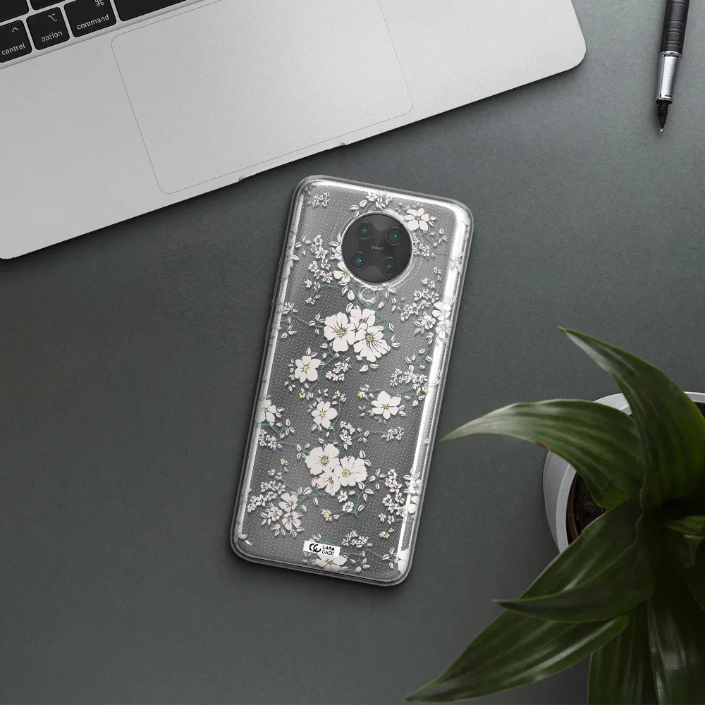 White Flower Xiaomi Poco F2 Pro Clear TPU Case