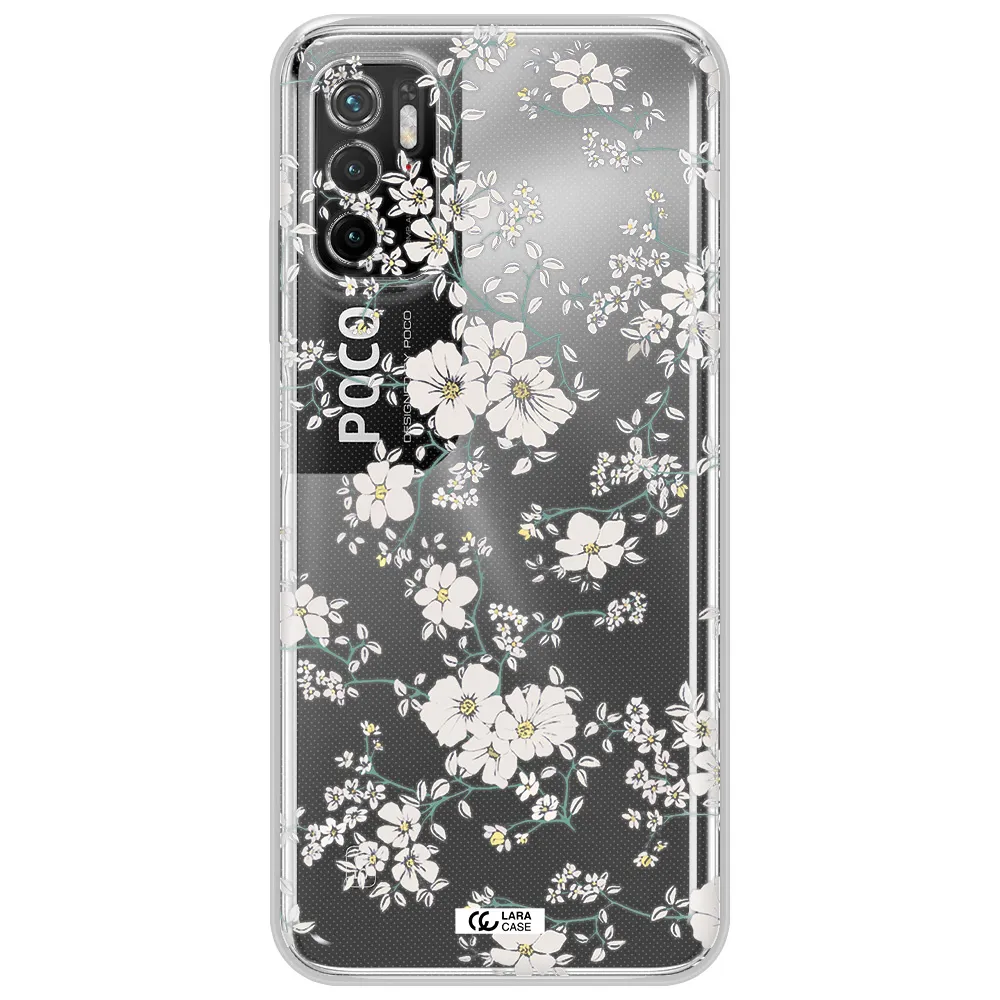 White Flower Xiaomi Poco M4 Pro 5G Clear Tpu Case