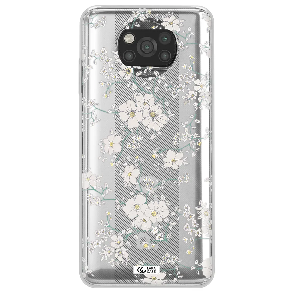 White Flower Xiaomi Poco X3 Clear TPU Case