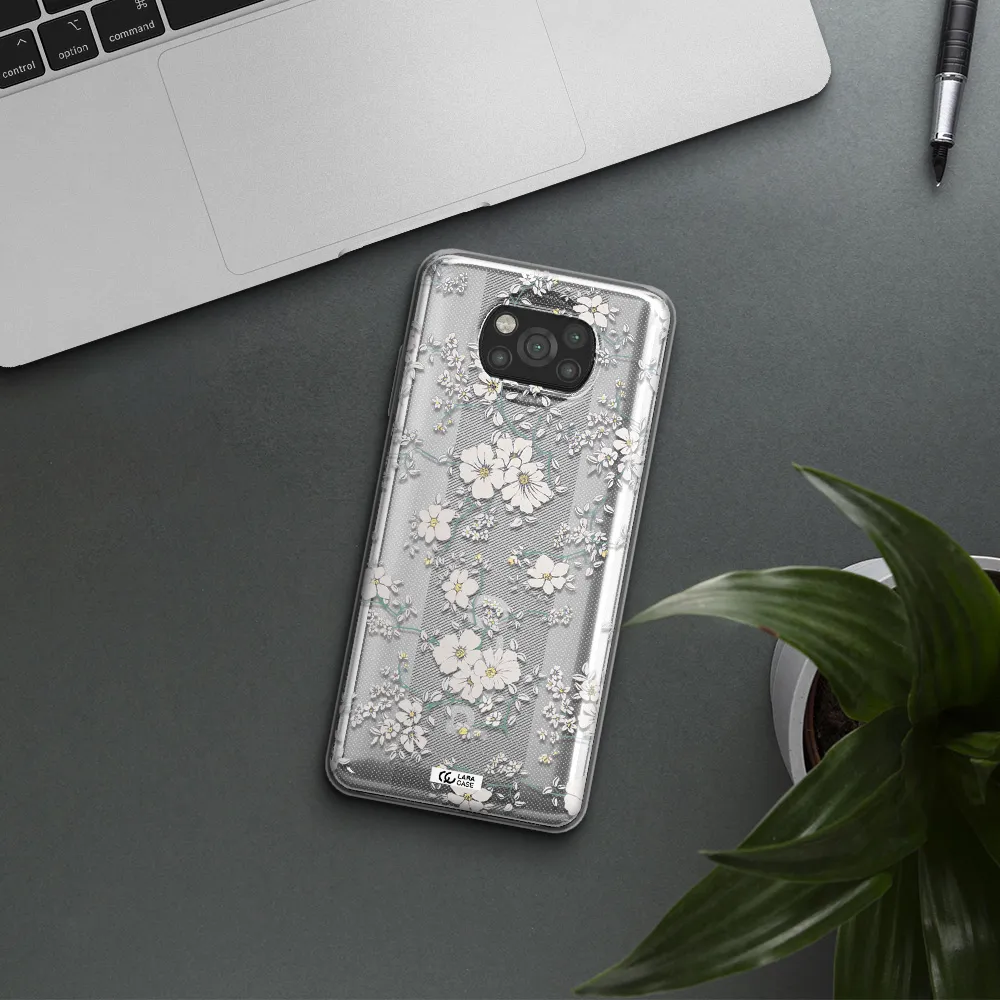 White Flower Xiaomi Poco X3 Clear TPU Case