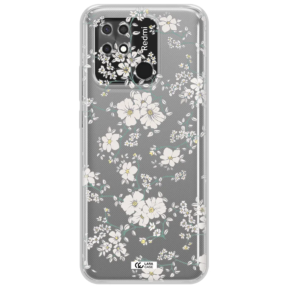 White Flower Xiaomi Redmi 10C Clear TPU Case