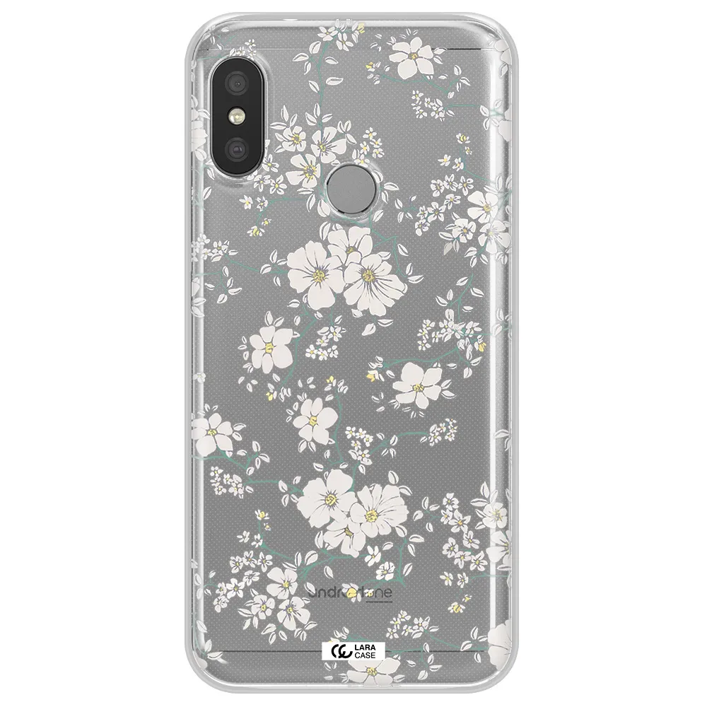 White Flower Xiaomi Redmi 6 Pro Clear TPU Case