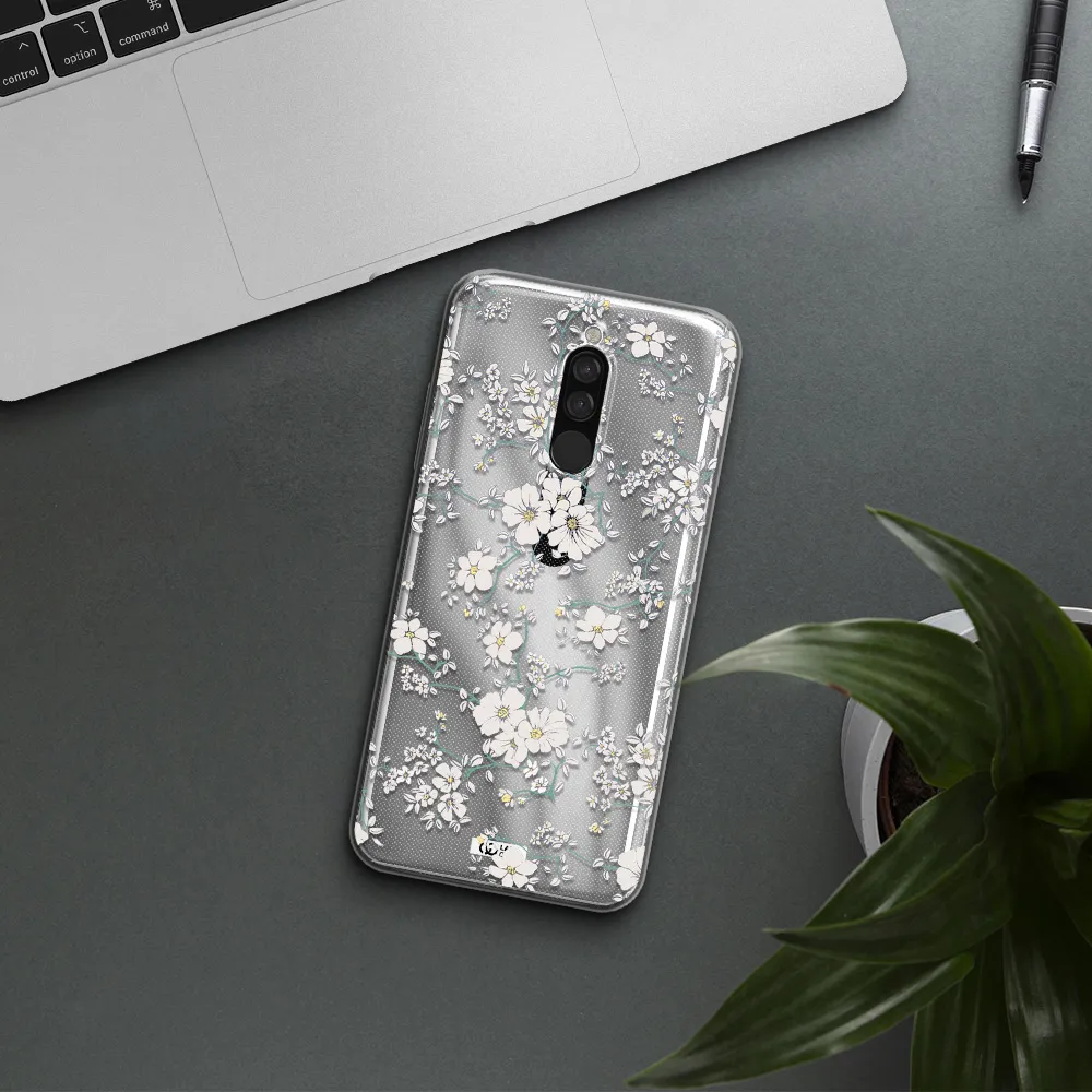 White Flower Xiaomi Redmi 8 Clear Tpu Case