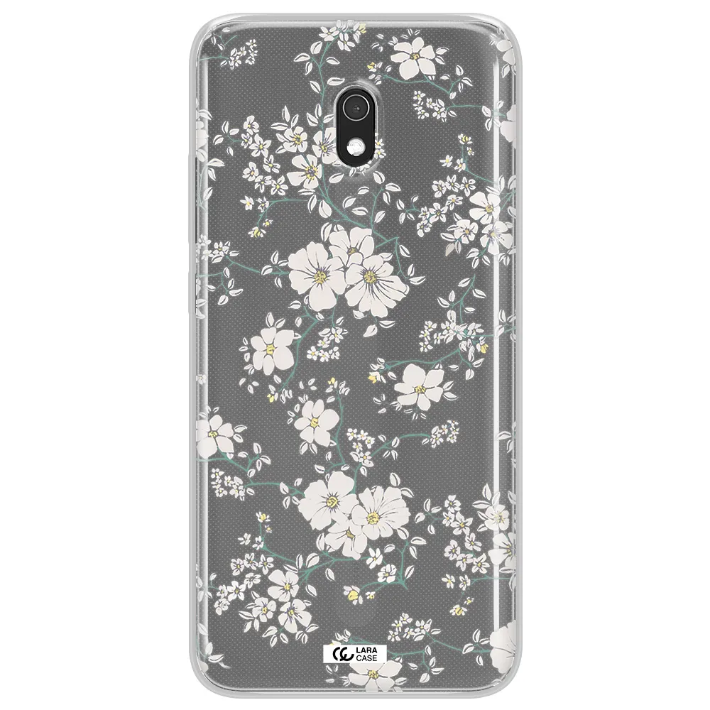 White Flower Xiaomi Redmi 8A Clear TPU Case