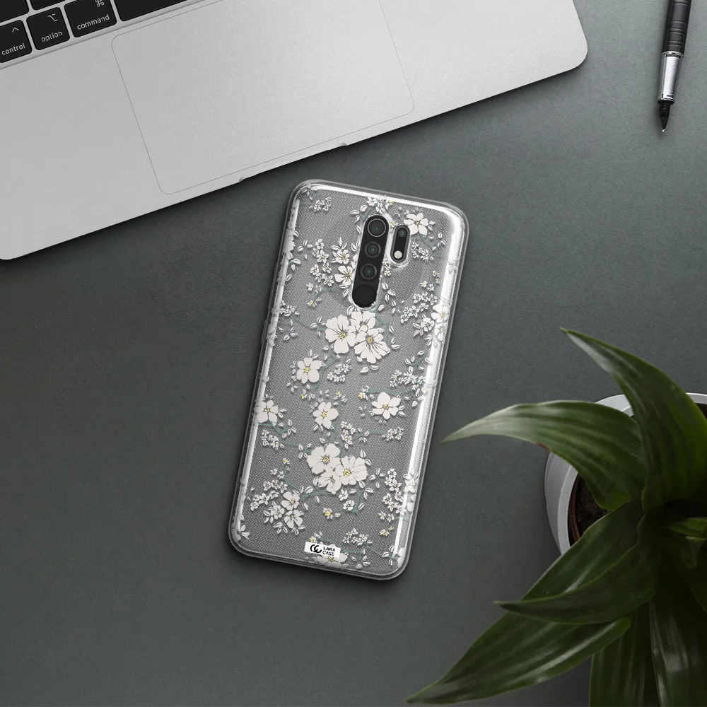 White Flower Xiaomi Redmi 9 Clear TPU Case