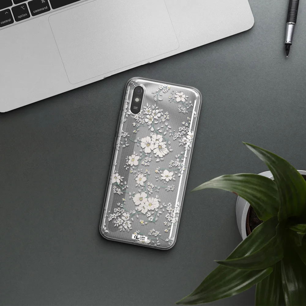 White Flower Xiaomi Redmi 9A Clear TPU Case