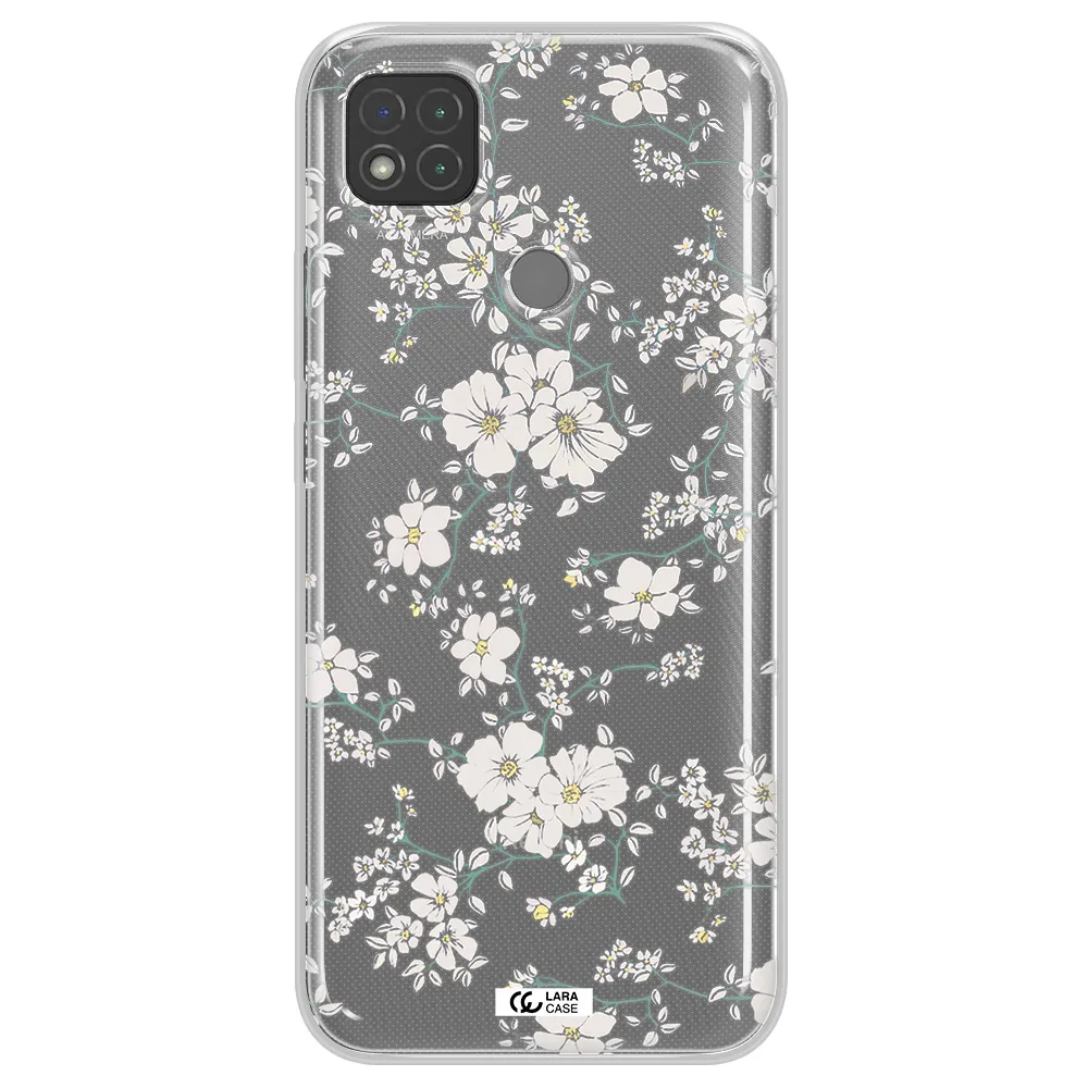 White Flower Xiaomi Redmi 9C Clear TPU Case