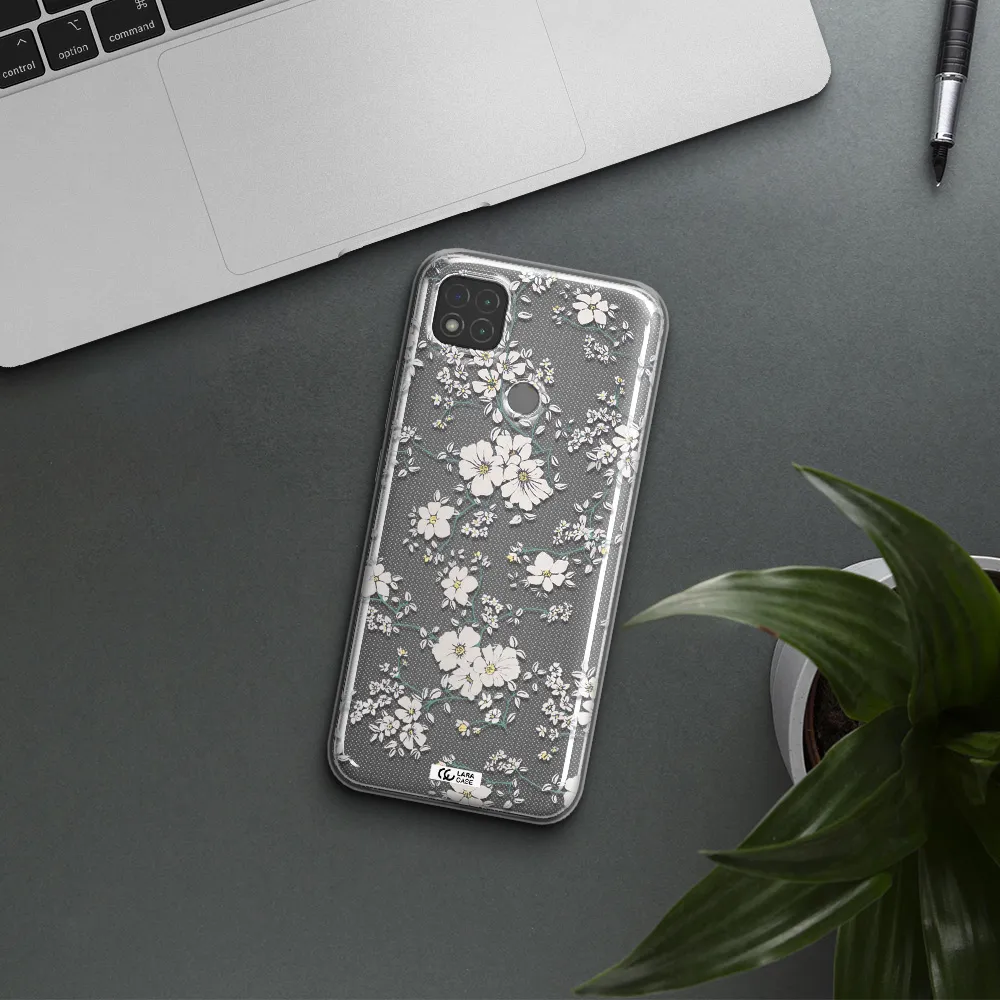White Flower Xiaomi Redmi 9C Clear TPU Case