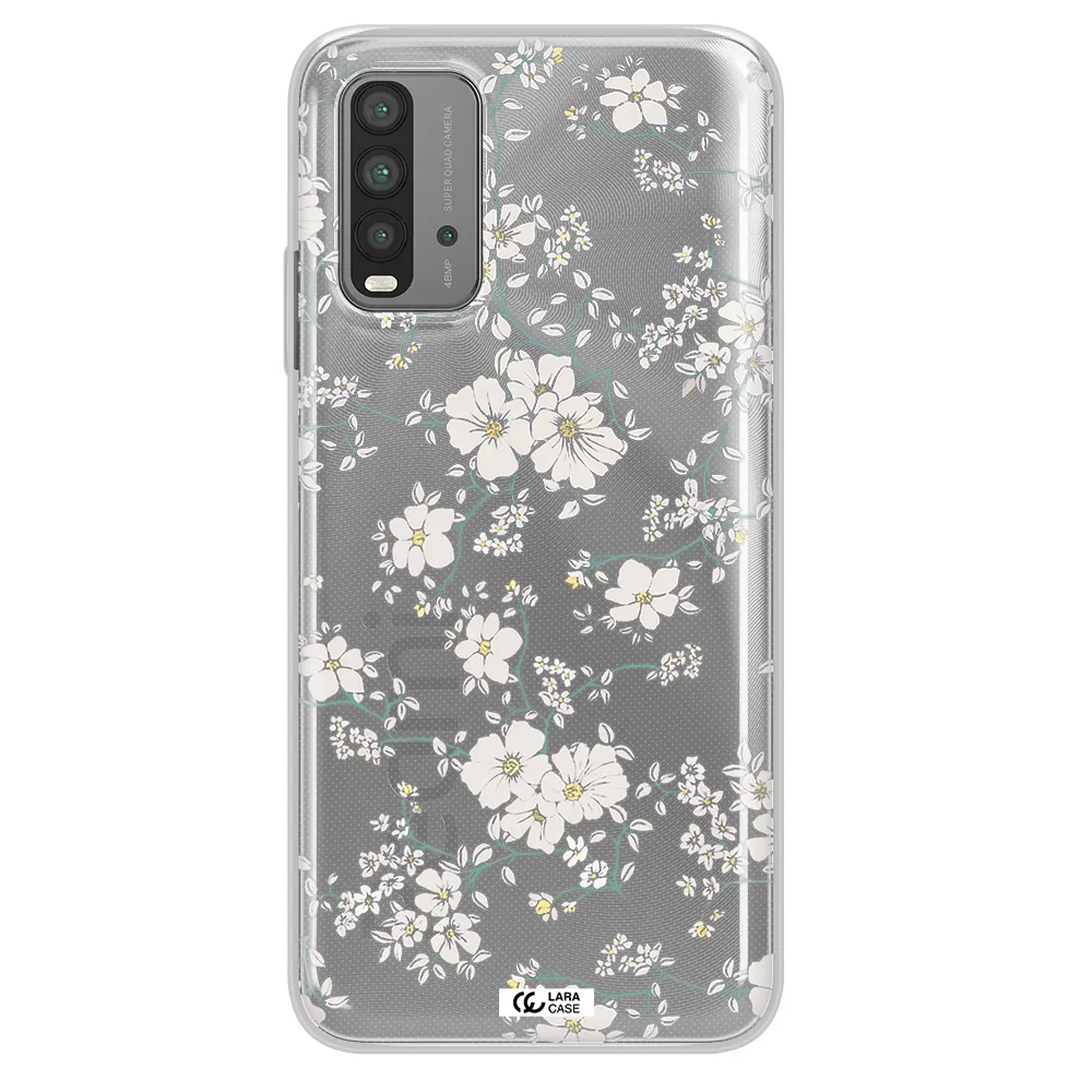 White Flower Xiaomi Redmi 9T Clear TPU Case