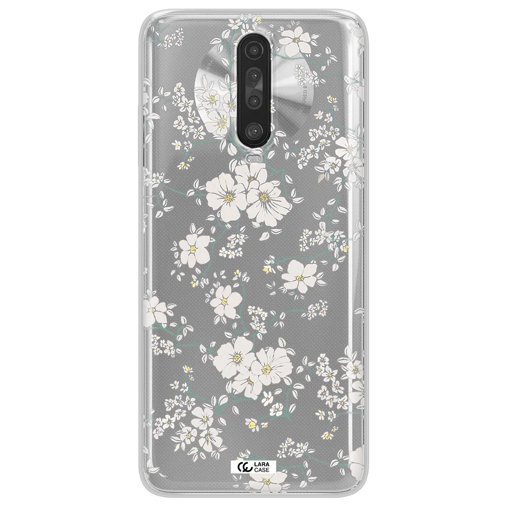 White Flower Xiaomi Redmi K30 Clear TPU Case