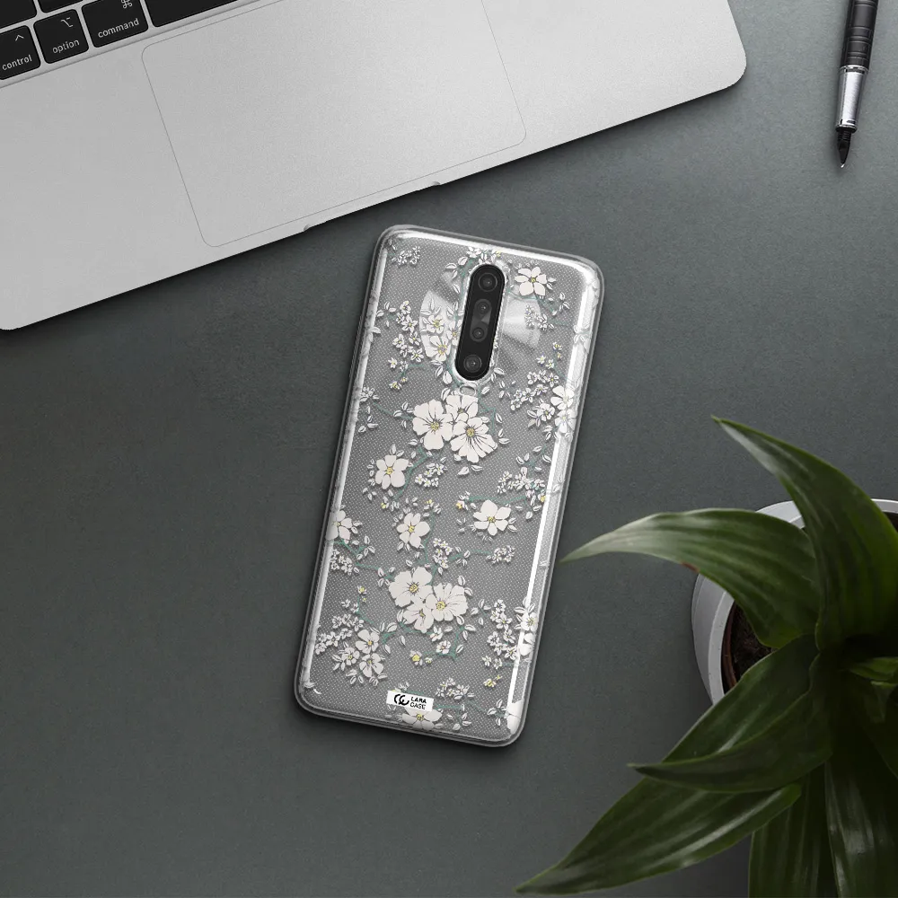 White Flower Xiaomi Redmi K30 Clear TPU Case