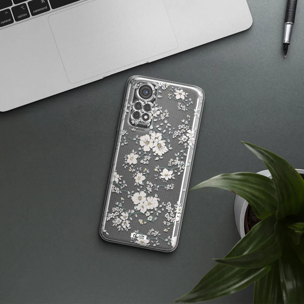 White Flower Xiaomi Redmi Note 11S Clear Tpu Case