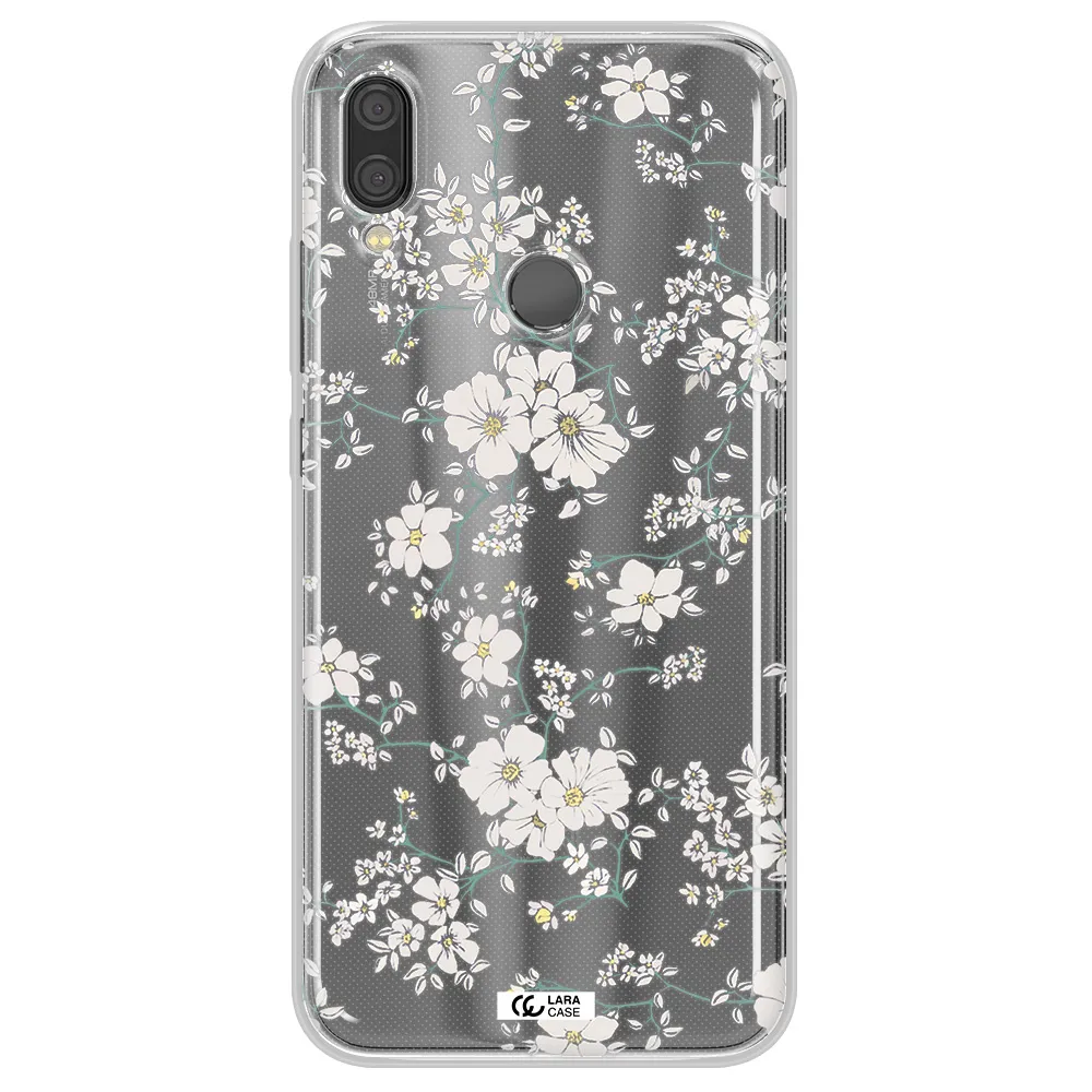 White Flower Xiaomi Redmi Note 7 Clear TPU Case