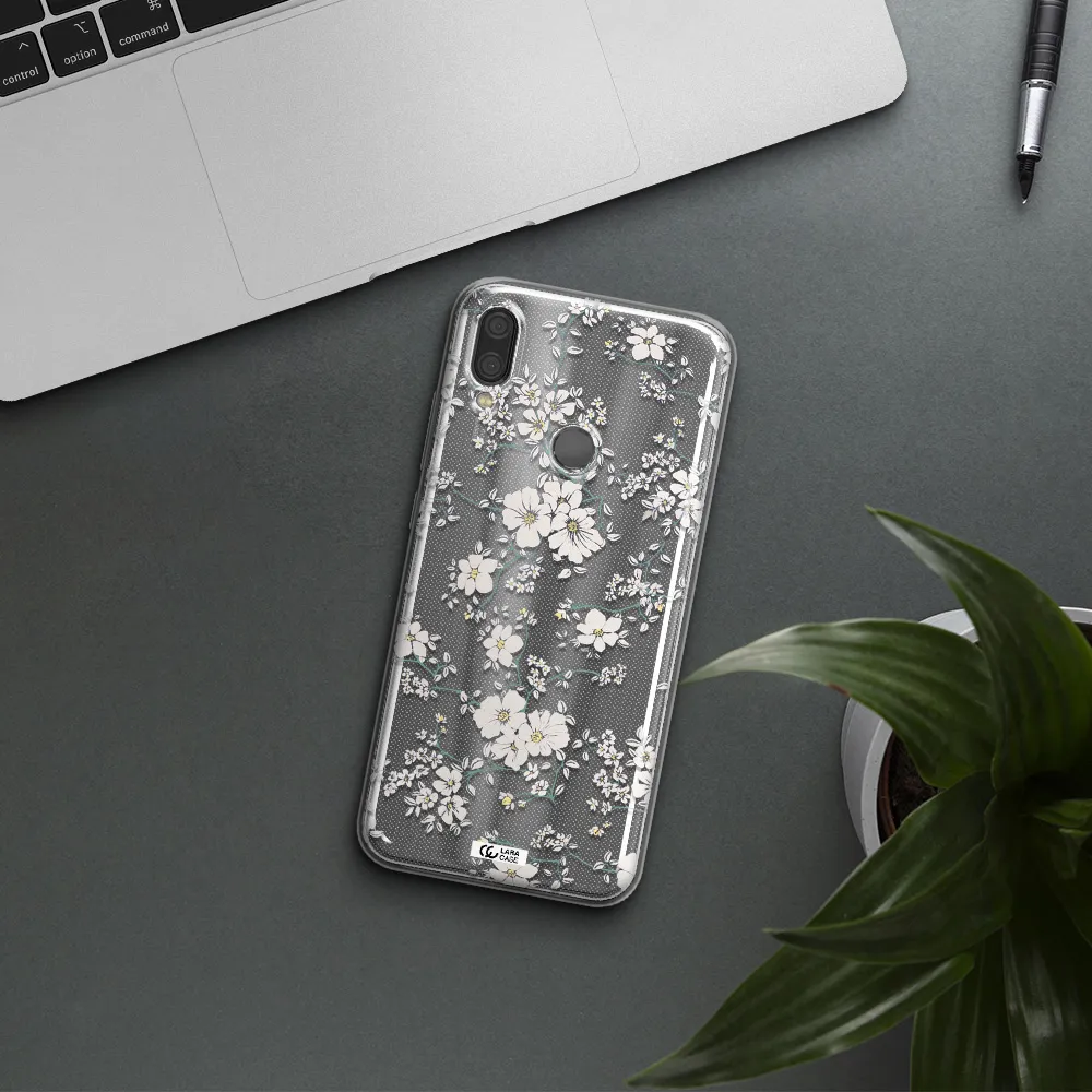 White Flower Xiaomi Redmi Note 7 Clear TPU Case