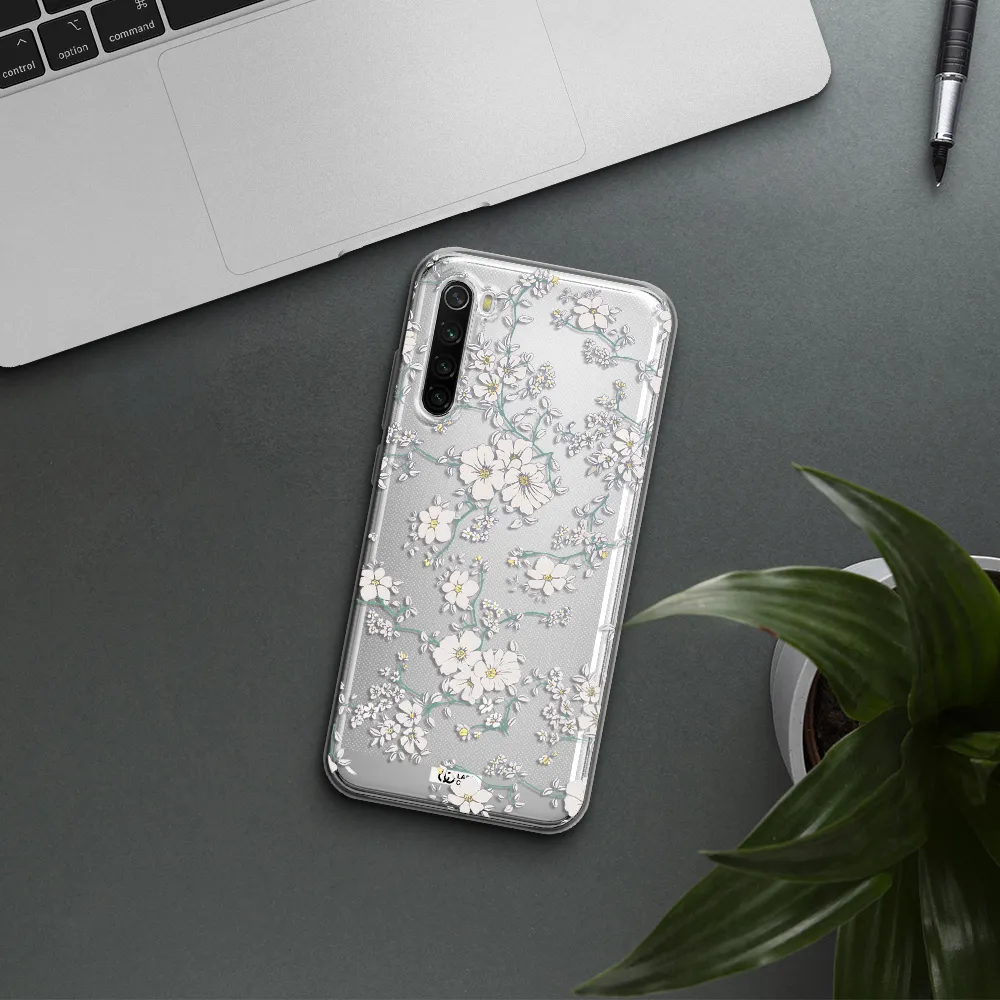 White Flower Xiaomi Redmi Note 8T Clear Tpu Case