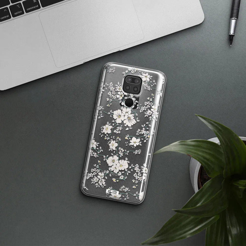 White Flower Xiaomi Redmi Note 9 Clear TPU Case