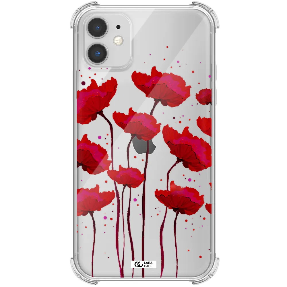 Red Fashion Flower Apple iPhone 11 Clear PC Case