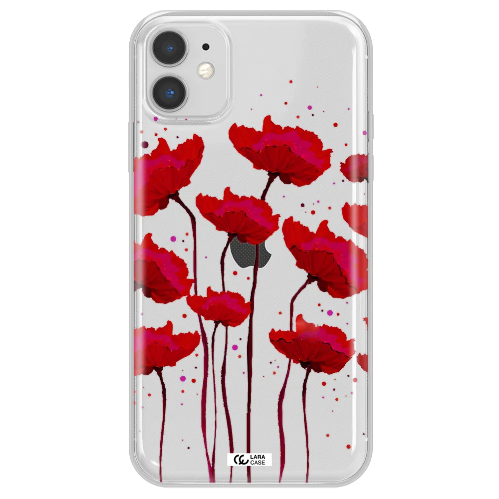 Red Fashion Flower Apple iPhone 11 Clear TPU Case