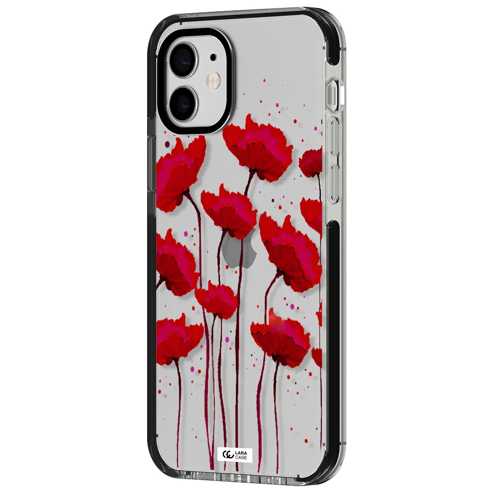 Red Fashion Flower Apple iPhone 11 impact black border Case