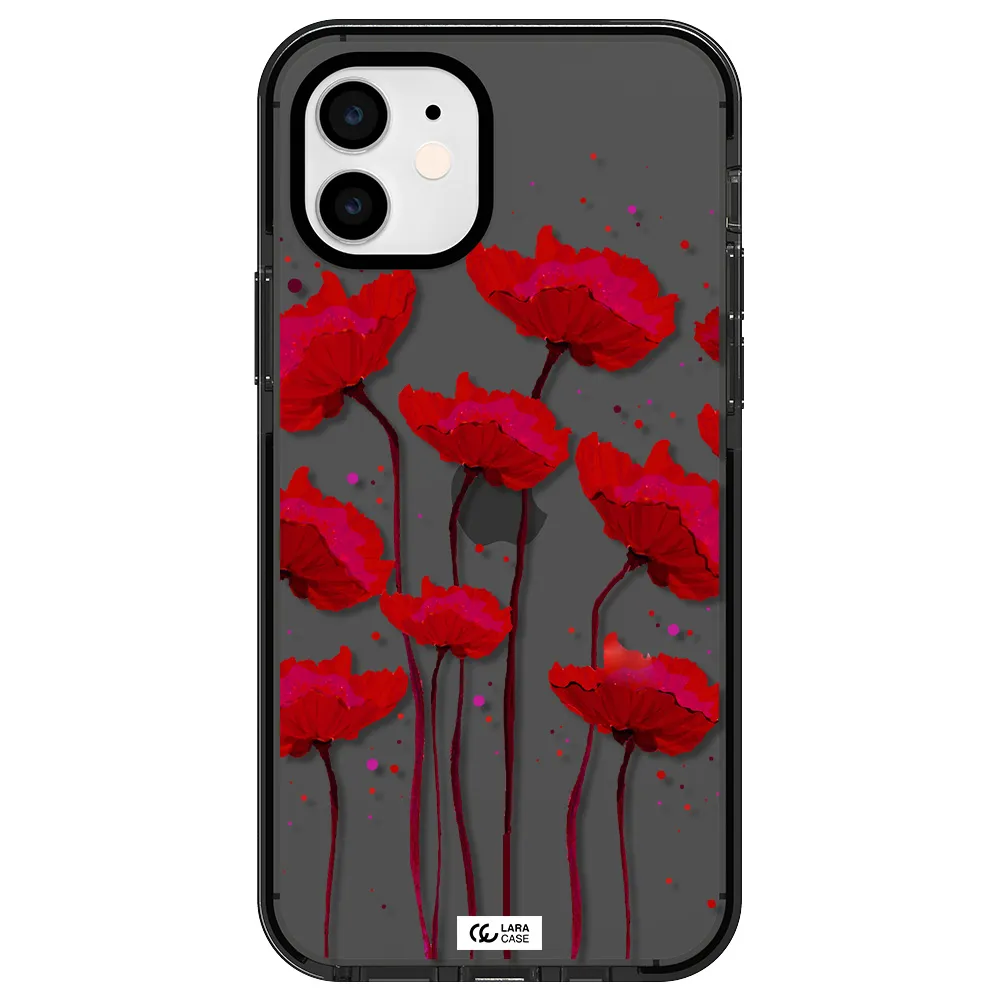 Red Fashion Flower Apple iPhone 11 impact Smoke Black Case