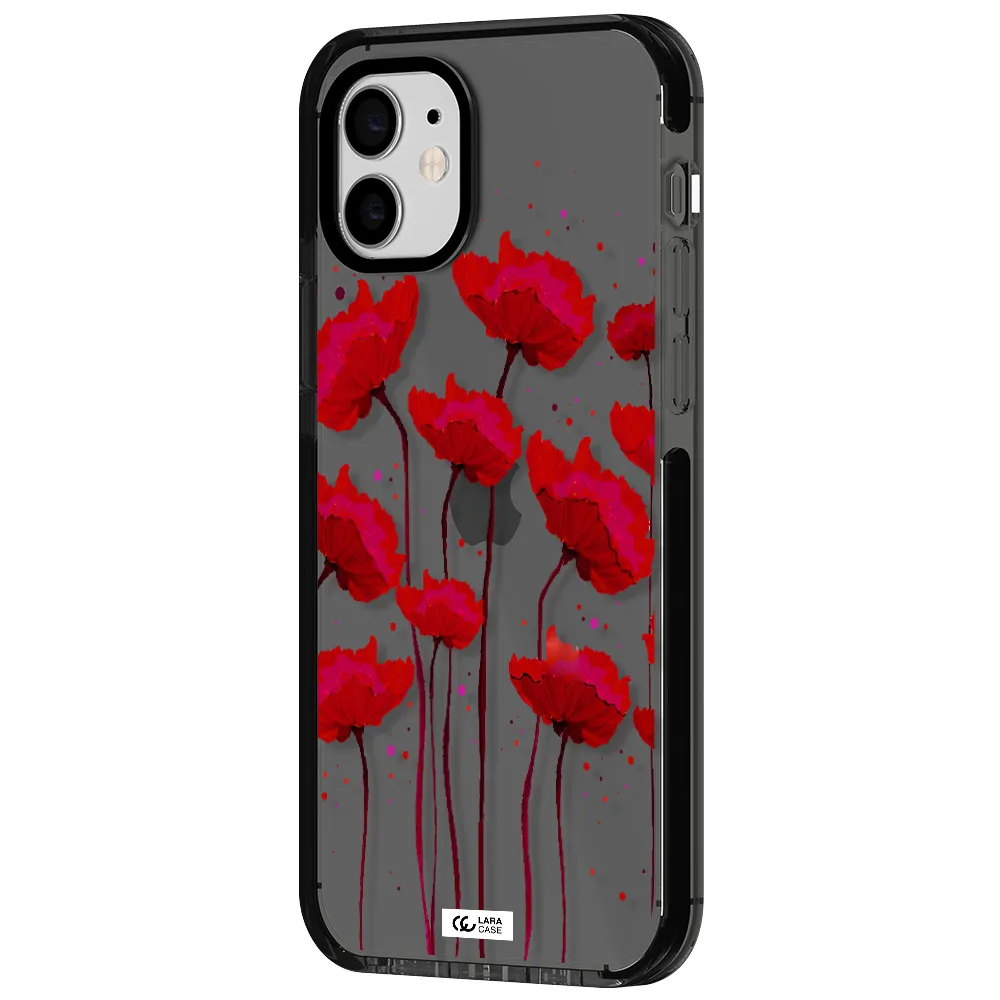 Red Fashion Flower Apple iPhone 11 impact Smoke Black Case
