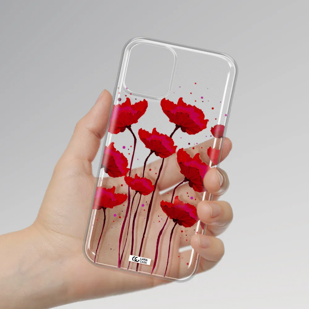 Red Fashion Flower Apple iPhone 11 pro Clear TPU Case